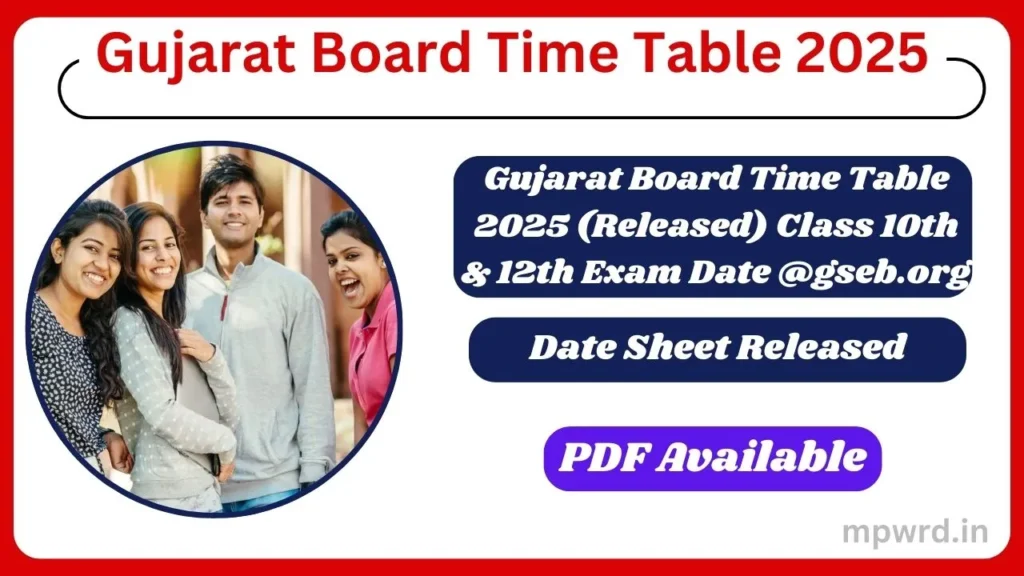 Gujarat Board Time Table 2025 released
